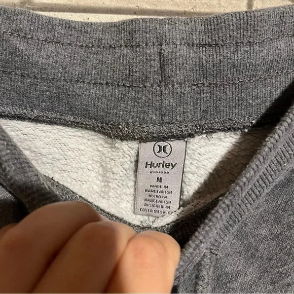 Hurley Joggers Size Medium Fleece Gray Elastic Waist Pockets Mens - Picture 5 of 12